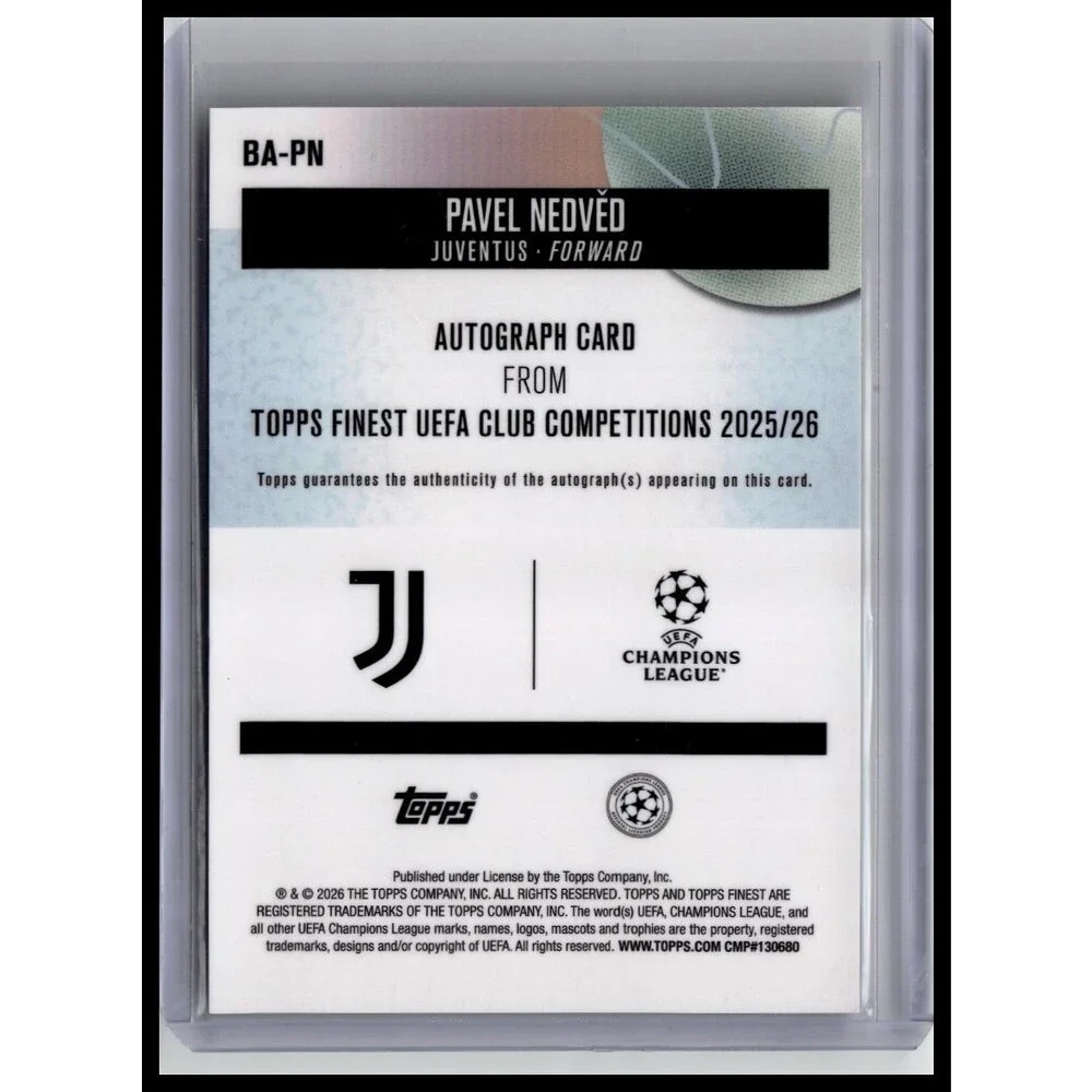 2025-26 Topps Finest UEFA Club Soccer PAVEL NEDVED GOLD AUTO /50 Juventus